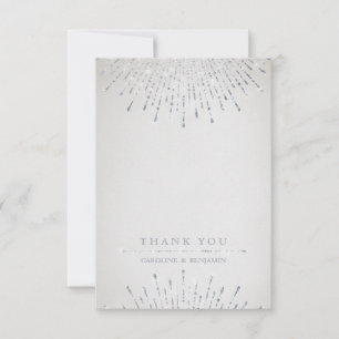Glam silver glitter deco vintage wedding thank you card