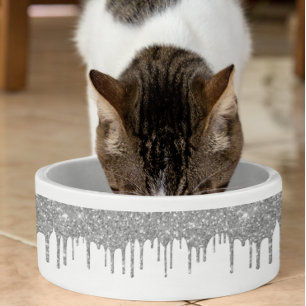 Glam Silver Glitter Drips Chic Pet Dog
