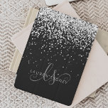 Glam Silver Glitter Elegant Monogram iPad Mini Cover<br><div class="desc">Glam Silver Glitter Elegant Monogram iPad Cover. Easily personalise this trendy chic tablet cover design featuring elegant silver sparkling glitter on a black background. The design features your handwritten script monogram with pretty swirls and your name.</div>