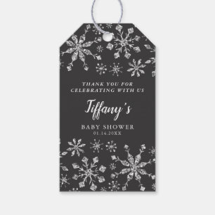 Glam Silver Glitter Winter Wonderland Baby Shower Gift Tags