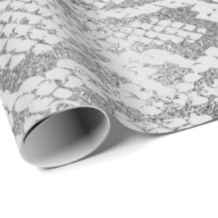 Glam Silver Gray Monochrom Python Snake Skin Vip Wrapping Paper