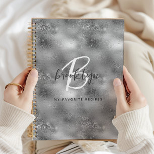 Glam Silver Monogram Recipe Book