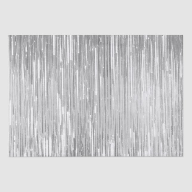 Glam Silver Sparkle Stripes Wedding Tissue Paper (Front)