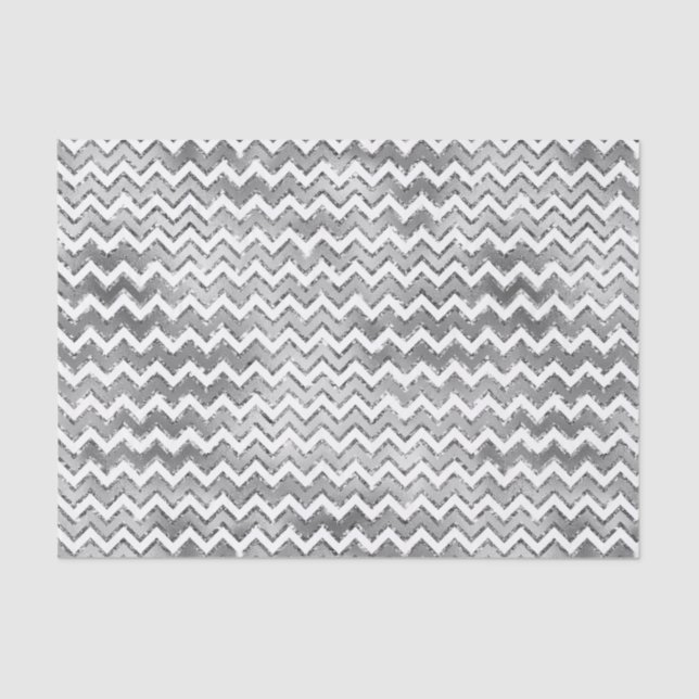 Glam Silver White Zigzag Stripes Tissue Paper (Front)