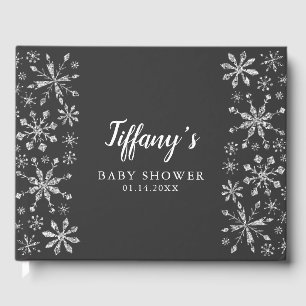 Glam Silver Winter Wonderland Baby Shower Guest Book