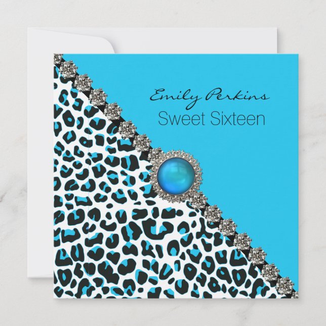 Glam Snow Leopard Sweet Sixteen Invitation (Front)