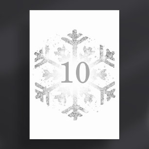 Glam Snowflake Xmas Holiday Silver Table Number
