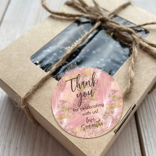 Glam Spa Party Faux Glitter Thank You Favour Classic Round Sticker