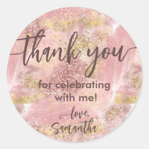 Glam Spa Party Faux Glitter Thank You Favour Classic Round Sticker