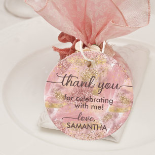 Glam Spa Party Faux Rose Gold Glitter Thank You Favour Tags