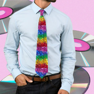 Glam Sparkle Colorful Rainbow Sequins Tie