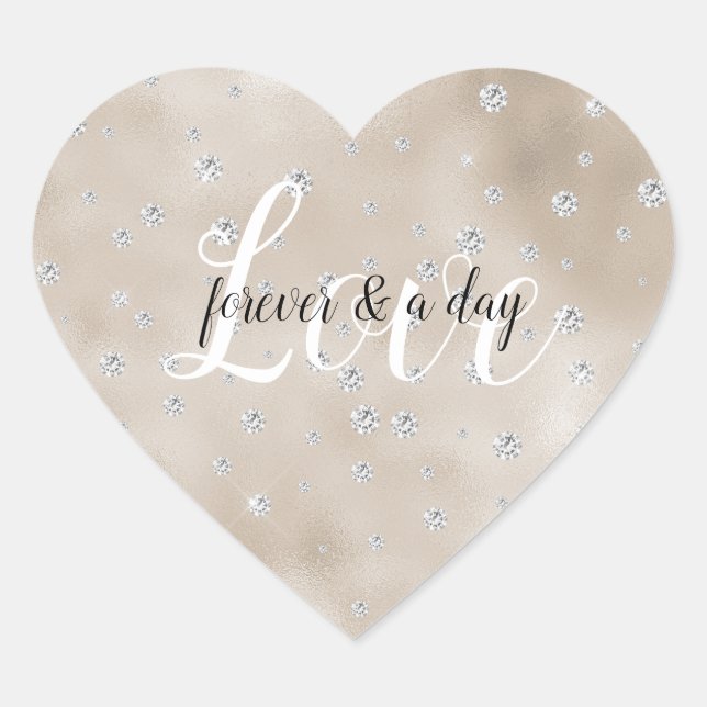 Glam sparkle diamonds champagne blush glitz heart sticker (Front)