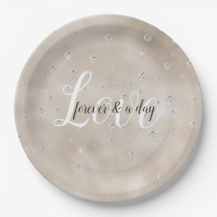 Glam sparkle diamonds champagne blush glitz paper plate
