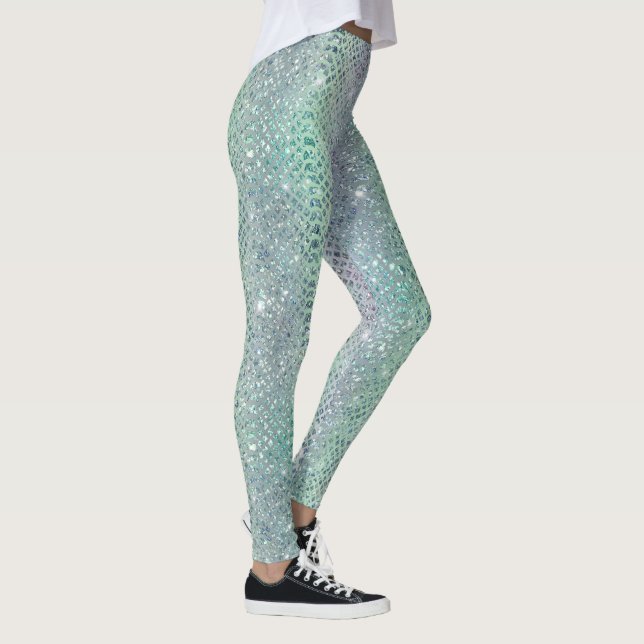 Glam Sparkly Diamond Snakekin Pattern Leggings (Right)