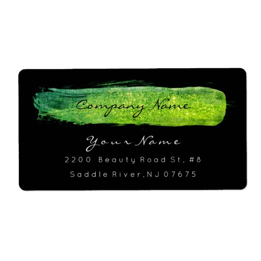 Glam Sparkly Glitter Black Lemon Green Stroke Shipping Label