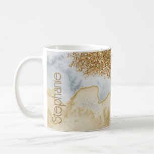 Glam Sparkly Gold Watercolor Wash Name Coffee Mug