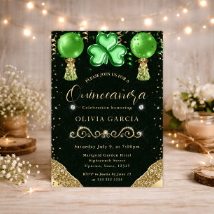 Glam St Patrick's Balloons Quinceanera Invitation