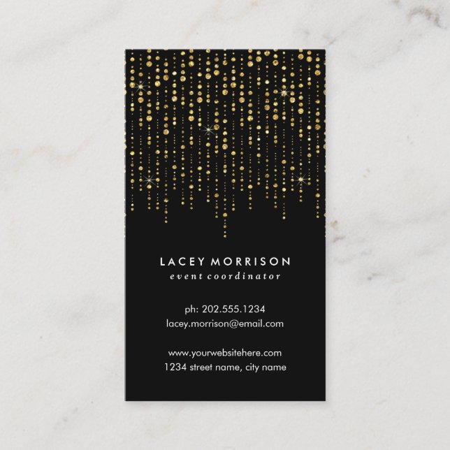 Glam String Lights | Chic Faux Gold Foil Business Card (Front)