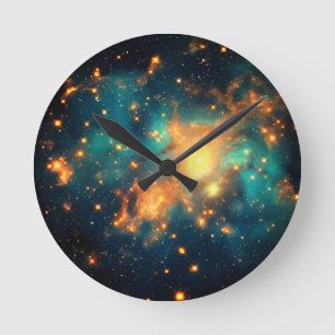 Glam Stylish Cosmic Galaxy Round Clock