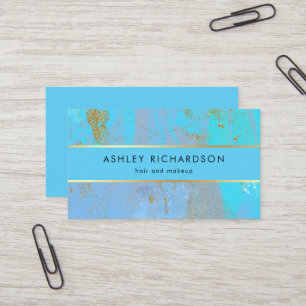 Glam Stylish Teal, Turquoise and Faux Gold Business Card