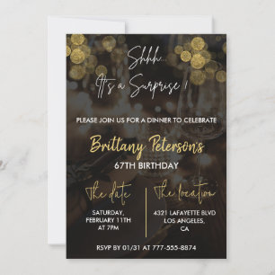 Glam Surprise 67th birthday invitations  Glitter