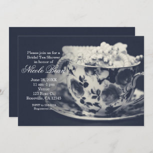 Glam Tea & Pearls Elegant Bridal Chic Invitation