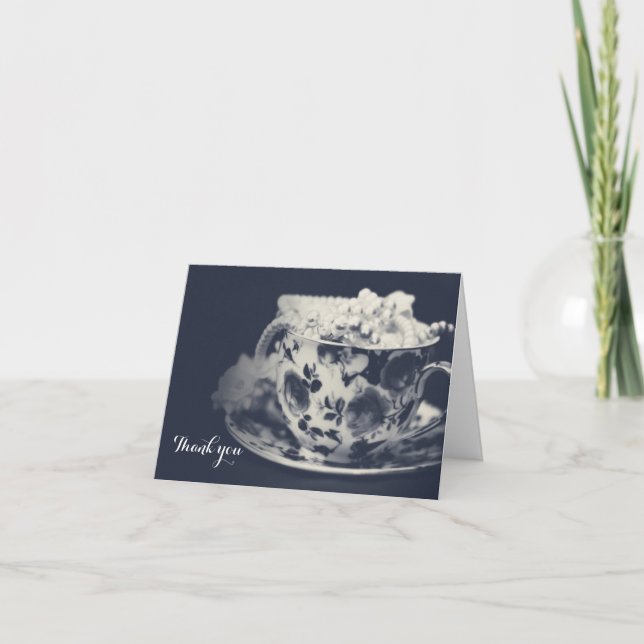 Glam Tea & Pearls Elegant Bridal Chic Thank You (Front)