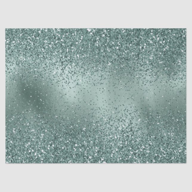 Glam Teal  Aqua Pine Green Glitzy Glitter Tissue Paper (Front)
