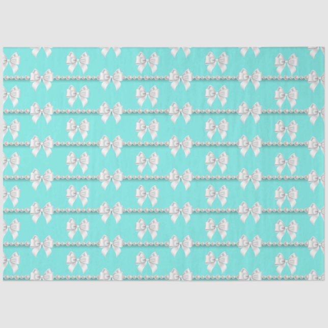 Glam Teal Aqua Tiffany Pearls Theme Formal Tissue Paper (Front)