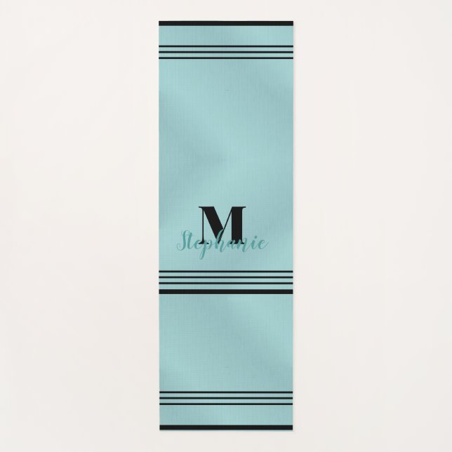 Glam Teal Brushed Metal ,Monogrammed Elegant Yoga Yoga Mat (Front)