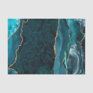 Glam Teal Green Agate Geode Marble Tissue Paper
