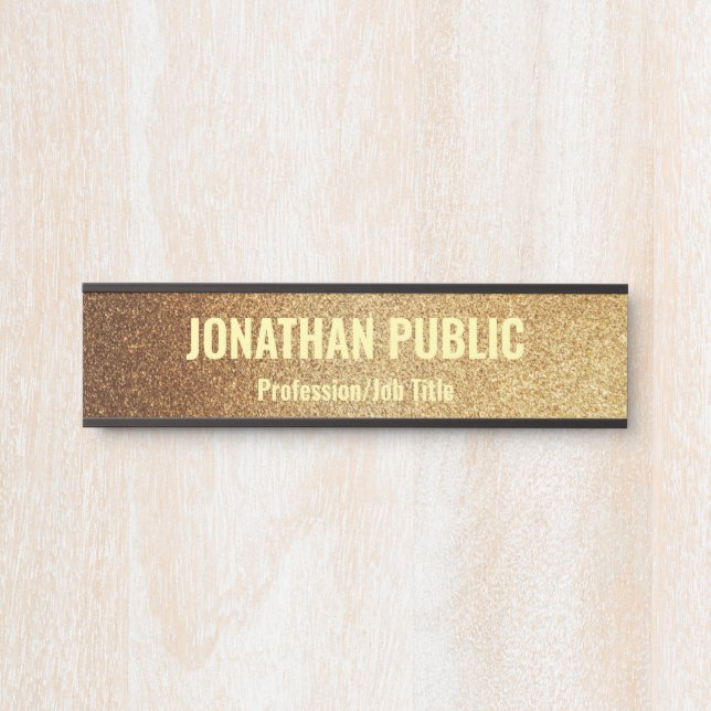 Glam Template Modern Black And Gold Trendy Door Si Door Sign (Front)