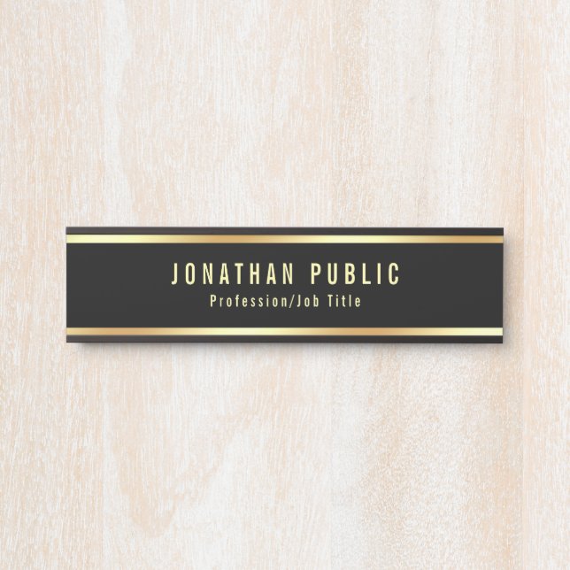 Glam Template Modern Black And Gold Trendy Door Sign (Front)