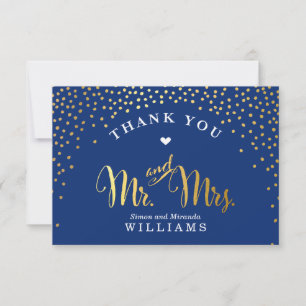 GLAM THANK YOU rustic gold confetti navy blue
