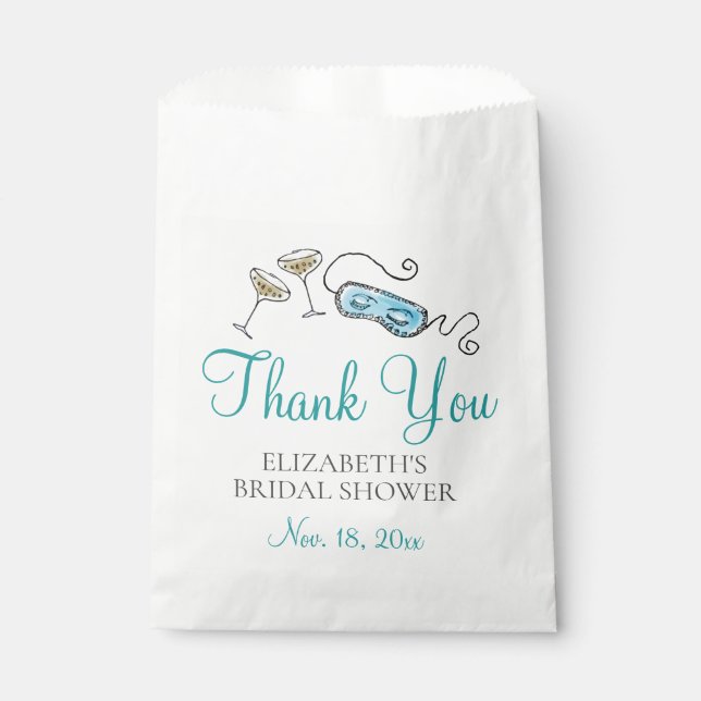 Glam Tiara Cocktail Bridal Shower Cute Retro 1960s Favour Bags (Front)