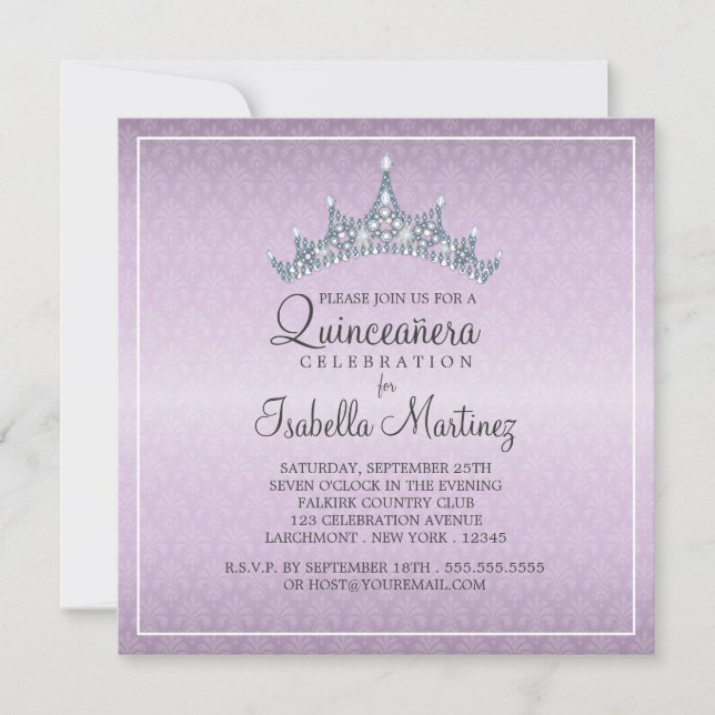 Glam Tiara Quinceanera Celebration Invitation (Front)
