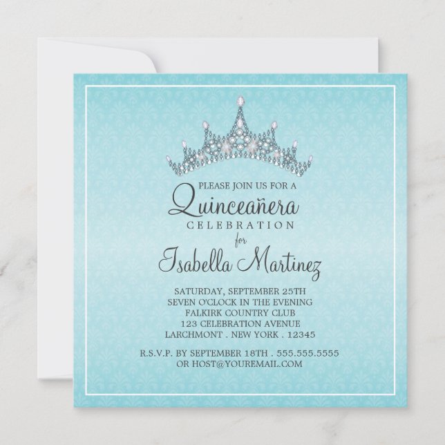 Glam Tiara Quinceanera Celebration Invitation (Front)