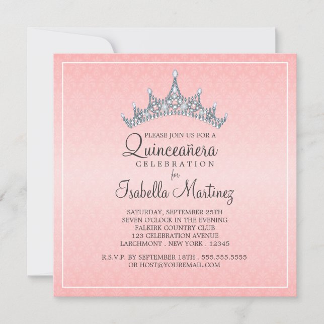 Glam Tiara Quinceanera Celebration Invitation (Front)