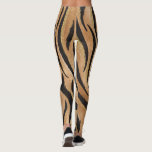 Glam Tiger Print Wild Cat Animal Pattern Faux Gold Leggings<br><div class="desc">This stylish design features wild tiger print in black,  light brown and faux gold.</div>