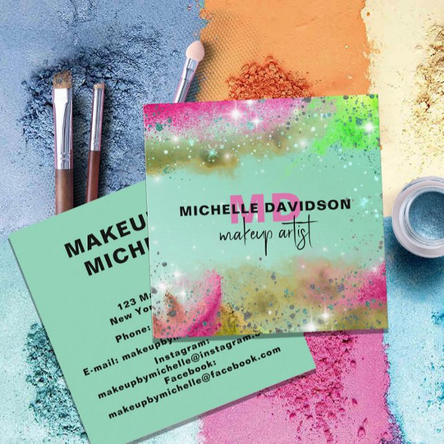 Glam Trendy Modern Artistic Professional Square Business Card (Creator Uploaded)