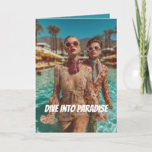Glam Tropical Pool Party Vibes Invitation
