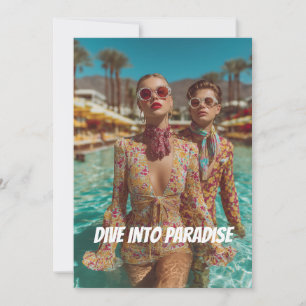 Glam Tropical Pool Party Vibes Invitation