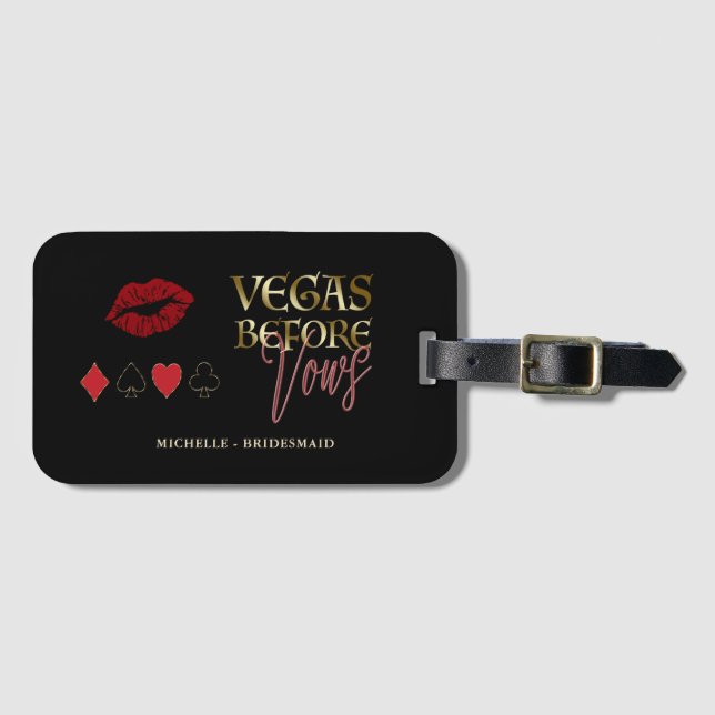 Glam Vegas Before Vows Casino Bachelorette Luggage Tag (Front Horizontal)