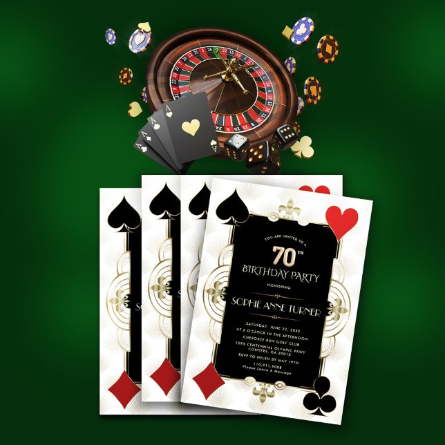 Glam Vegas Casino Poker Woman 70th Birthday  Invitation (Creator Uploaded)
