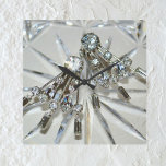 Glam Vintage Art Deco Rhinestones Acrylic<br><div class="desc">The photographic image of vintage art deco rhinestone earrings adds the retro glam to this elegant and glamourous acrylic wall clock. The artdeco jewellery lays on a background of cut crystal. The overall look is a silvery grey that seems to sparkle with hints of icy pale blue. It is striking...</div>