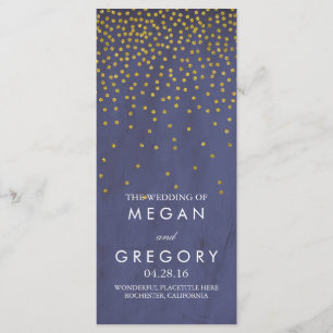 Glam Vintage Gold Confetti Navy Wedding Programs Programme