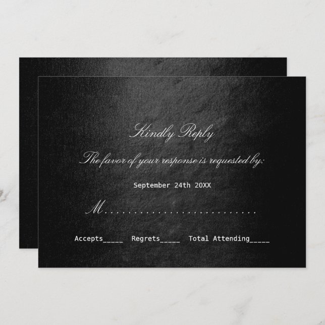Glam Vip Black Personalized RSVP Minimalism Invitation (Front/Back)