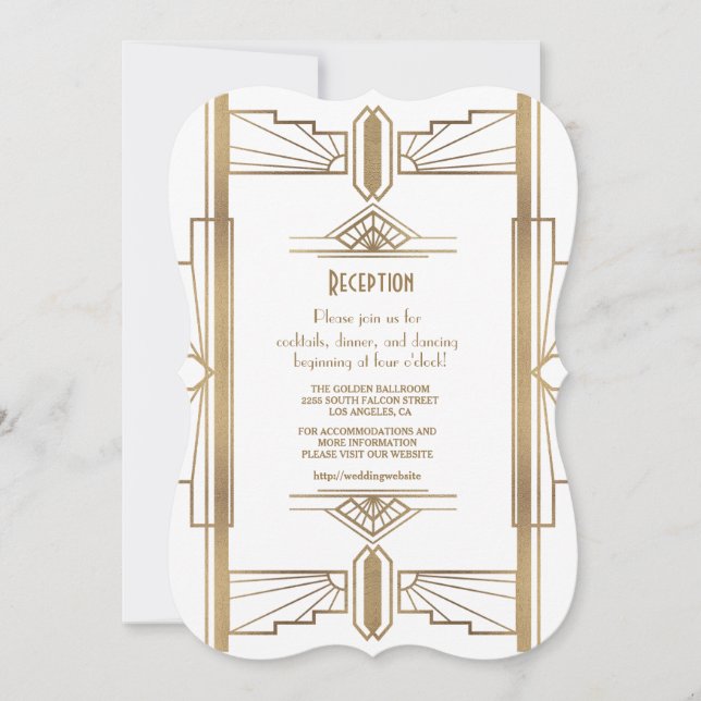 Glam White1920's Great Gatsby 1920s Reception Invitation (Front)