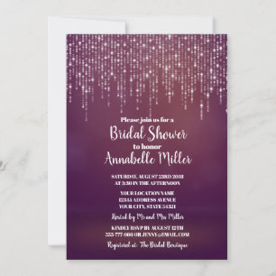 Glam White Fairy Lights PINK BOKEH Bridal Shower Invitation