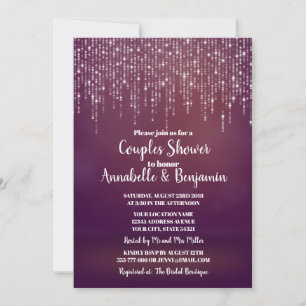 Glam White Fairy Lights PINK BOKEH Couples Shower Invitation